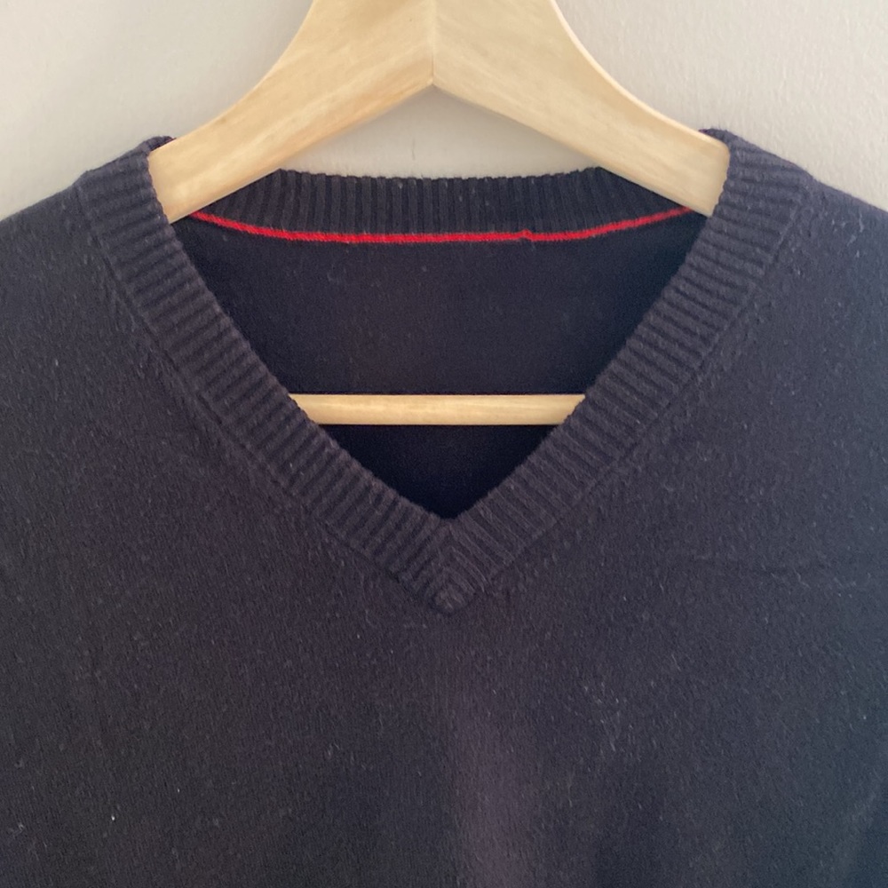 Black Hugo Boss V neck wool sweater. - Picture 2 of 2